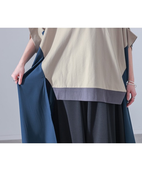 osharewalker(オシャレウォーカー)の「『異素材ドッキング変形デザインカットソー』(Tシャツ/カットソー・レディース・グレイッシュベージュ/ブラック・FREE)」の15枚目の写真