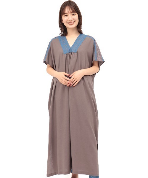 チチカカ（チチカカ）の「キカクロス刺繍ワンピース（ワンピース・レディース・ベージュ/カーキ/モカ・FREE）」の9枚目の写真