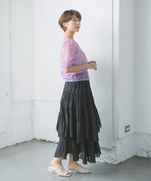 RETRO GIRL(レトロガール)の「ティアードフレアスカート(スカート・レディース・ライトグレー/ブラック/オフホワイト・FREE)」の14枚目の写真