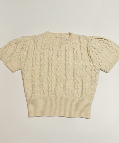 GIMME GIMME（ギミーギミー）の「ケーブル サマーニット gimw22s019（ニット/セーター・レディース・ベージュ/ピンク・FREE）」の19枚目の写真