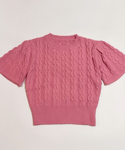 GIMME GIMME（ギミーギミー）の「ケーブル サマーニット gimw22s019（ニット/セーター・レディース・ベージュ/ピンク・FREE）」の20枚目の写真