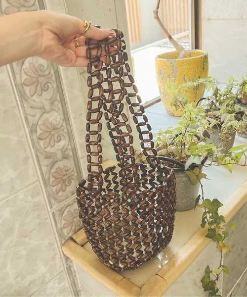 Ambre Neige(アンブルネージュ)の「ウッディービーズバッグ/【WEB/EC限定商品】(ショルダーバッグ・レディース・ダークブラウン/ベージュ・FREE)」の13枚目の写真
