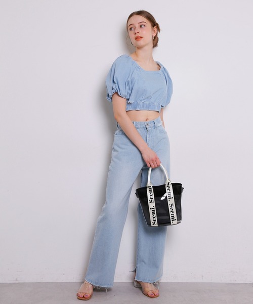 Seemi. byNICECLAUP（ シーミーバイナイスクラップ）の「Seemi　PVCロゴバック（ショルダーバッグ・レディース・ブラック/アイボリー・ONE SIZE）」の4枚目の写真