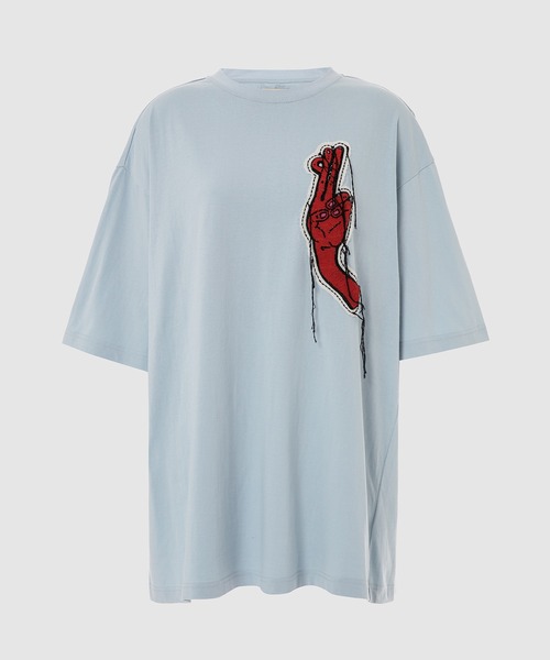 [DHRUV KAPOOR] ドゥルーフカプール Tシャツ T-shirt HAND EMBROIDERED MUDRA T-SHIRT（Tシャツ/カットソー）｜Dhruv