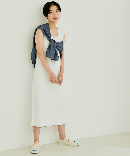 【サステナブル】【TRUECOTTON】[前後2WAY]オーガニックコットンリブワンピース