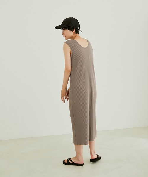 【サステナブル】【TRUECOTTON】[前後2WAY]オーガニックコットンリブワンピース