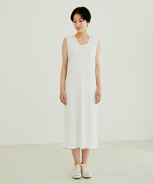 【サステナブル】【TRUECOTTON】[前後2WAY]オーガニックコットンリブワンピース