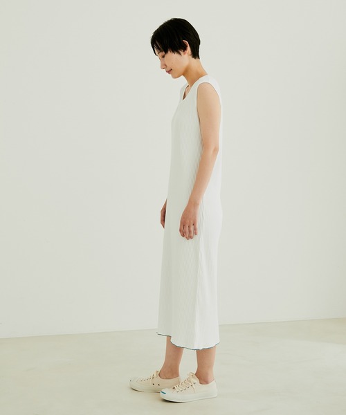 【サステナブル】【TRUECOTTON】[前後2WAY]オーガニックコットンリブワンピース