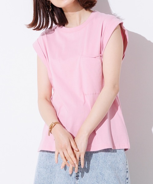 hunch(ハンチ)の「シンプル ノースリーブプルオーバー(Tシャツ/カットソー・レディース・グレー/ブラック/ブラウン系その他/ピンク/ブルーグリーン/ホワイト系その他/オフホワイト・FREE)」の1枚目の写真