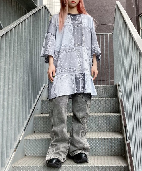 Figments（フィグメンツ）の「デザインデニムバギーパンツ（デニムパンツ・レディース・ブラック/ライトインディゴブルー・SMALL/MEDIUM）」の4枚目の写真