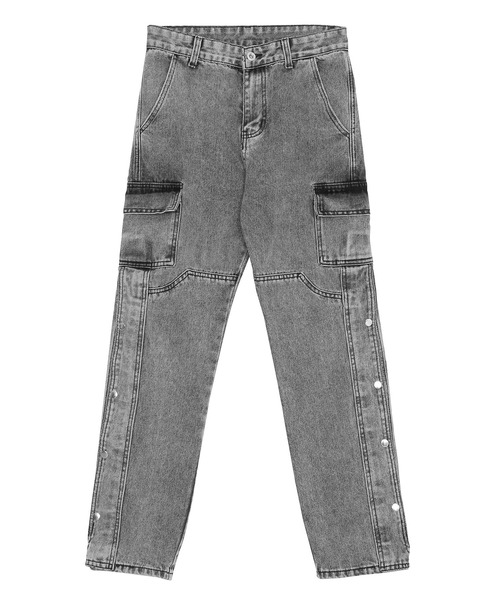 Figments（フィグメンツ）の「デザインデニムバギーパンツ（デニムパンツ・レディース・ブラック/ライトインディゴブルー・SMALL/MEDIUM）」の3枚目の写真