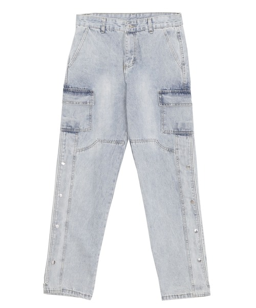 Figments（フィグメンツ）の「デザインデニムバギーパンツ（デニムパンツ・レディース・ブラック/ライトインディゴブルー・SMALL/MEDIUM）」の8枚目の写真