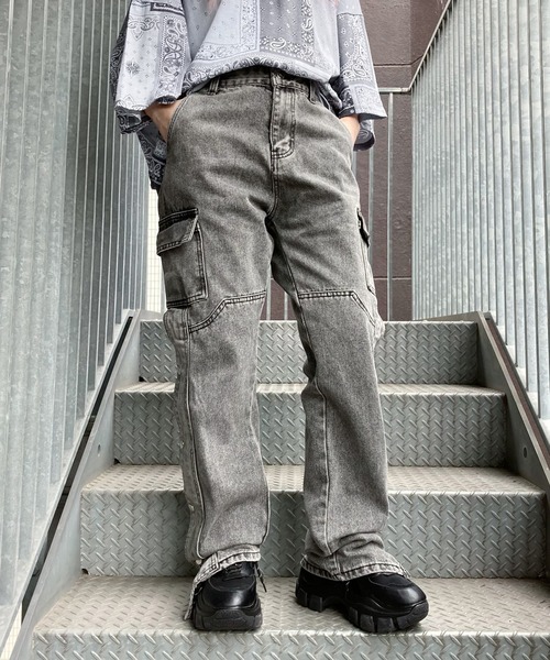 Figments（フィグメンツ）の「デザインデニムバギーパンツ（デニムパンツ・レディース・ブラック/ライトインディゴブルー・SMALL/MEDIUM）」の16枚目の写真