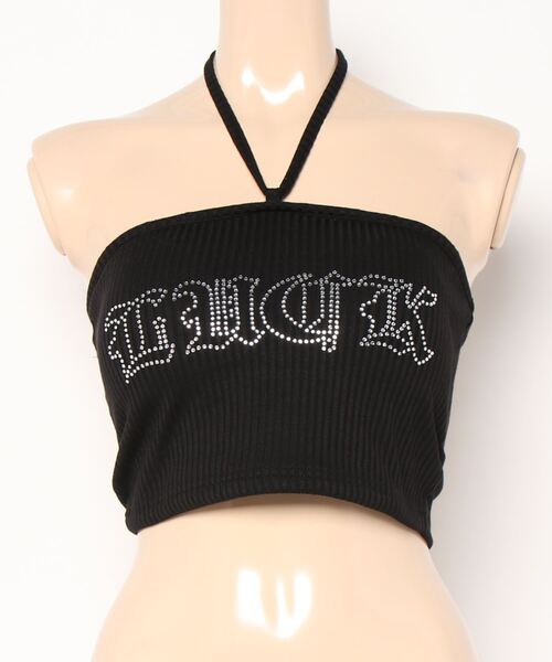 SPINNS（スピンズ）の「カップ付き ラインストーンロゴ ホルターネックベアトップ（チューブトップ・レディース・ブラック/ネイビー/オフホワイト・ONESIZE）」の13枚目の写真