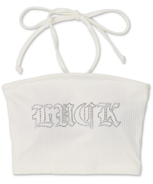 SPINNS（スピンズ）の「カップ付き ラインストーンロゴ ホルターネックベアトップ（チューブトップ・レディース・ブラック/ネイビー/オフホワイト・ONESIZE）」の17枚目の写真