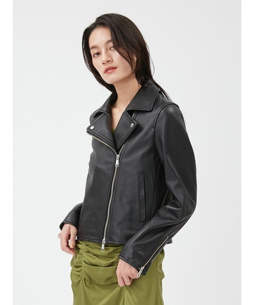 FRAY I.D(フレイアイディー)の「ラムレザーライダースジャケット(ライダースジャケット・レディース・キャメル/ブラック・1/0)」の7枚目の写真