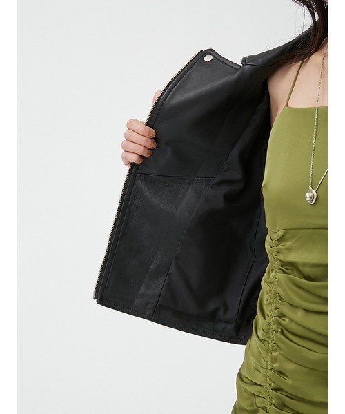 FRAY I.D(フレイアイディー)の「ラムレザーライダースジャケット(ライダースジャケット・レディース・キャメル/ブラック・1/0)」の14枚目の写真