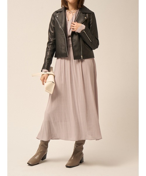 FRAY I.D(フレイアイディー)の「ラムレザーライダースジャケット(ライダースジャケット・レディース・キャメル/ブラック・1/0)」の5枚目の写真