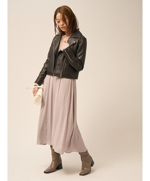 FRAY I.D(フレイアイディー)の「ラムレザーライダースジャケット(ライダースジャケット・レディース・キャメル/ブラック・1/0)」の6枚目の写真