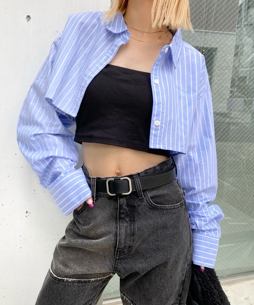 WHO'S WHO gallery（フーズフーギャラリー）の「マイクロFPシャツ（シャツ/ブラウス・レディース・ベージュ/サックスブルー/ホワイト×ブラック/サックスブルー系・FREE）」の8枚目の写真