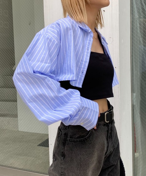 WHO'S WHO gallery（フーズフーギャラリー）の「マイクロFPシャツ（シャツ/ブラウス・レディース・ベージュ/サックスブルー/ホワイト×ブラック/サックスブルー系・FREE）」の21枚目の写真