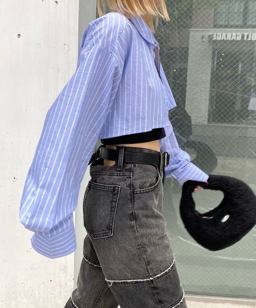 WHO'S WHO gallery（フーズフーギャラリー）の「マイクロFPシャツ（シャツ/ブラウス・レディース・ベージュ/サックスブルー/ホワイト×ブラック/サックスブルー系・FREE）」の18枚目の写真