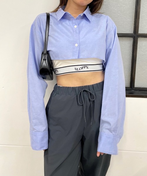 WHO'S WHO gallery（フーズフーギャラリー）の「マイクロFPシャツ（シャツ/ブラウス・レディース・ベージュ/サックスブルー/ホワイト×ブラック/サックスブルー系・FREE）」の6枚目の写真