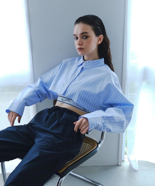 WHO'S WHO gallery（フーズフーギャラリー）の「マイクロFPシャツ（シャツ/ブラウス・レディース・ベージュ/サックスブルー/ホワイト×ブラック/サックスブルー系・FREE）」の17枚目の写真