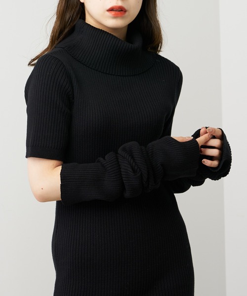 Chico（チコ）の「【2022AW】アームウォーマータートルミニニットワンピース（ワンピース・レディース・ブラック/グレー/グレイッシュベージュ/グリーン・FREE）」の8枚目の写真