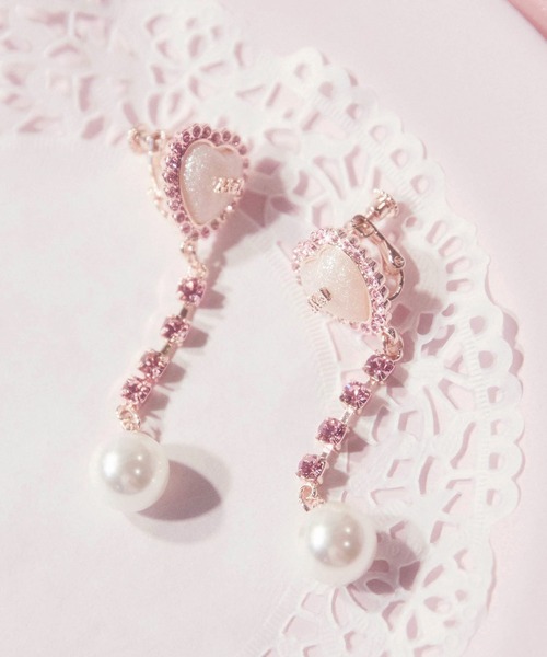 Mel cinna（メルシーナ）の「Mel cinna/line stone earring（イヤリング・レディース・ピンク・FREE）」の6枚目の写真