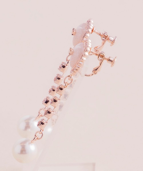 Mel cinna（メルシーナ）の「Mel cinna/line stone earring（イヤリング・レディース・ピンク・FREE）」の9枚目の写真