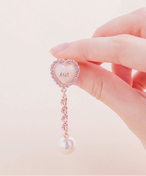 Mel cinna（メルシーナ）の「Mel cinna/line stone earring（イヤリング・レディース・ピンク・FREE）」の5枚目の写真