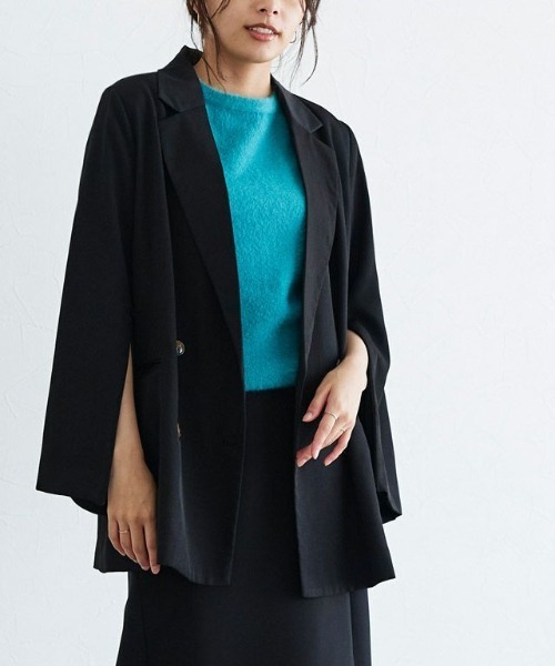 Pierrot（ピエロ）の「スリットスリーブテーラードジャケット（テーラードジャケット・レディース・アイボリー/ブラック/ネイビー・S/M/L）」の2枚目の写真