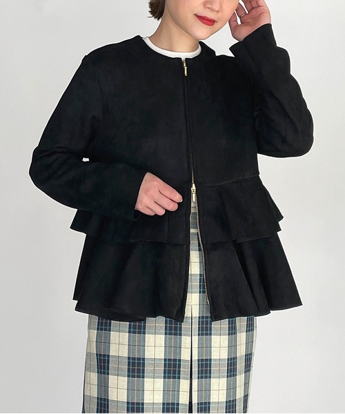 PICCIN（ピッチン）の「フェイクスエードペプラムジャケット（テーラードジャケット・レディース・ブラック/アイボリー/モカ・M）」の20枚目の写真