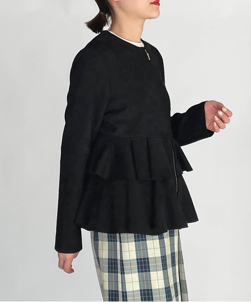 PICCIN（ピッチン）の「フェイクスエードペプラムジャケット（テーラードジャケット・レディース・ブラック/アイボリー/モカ・M）」の21枚目の写真