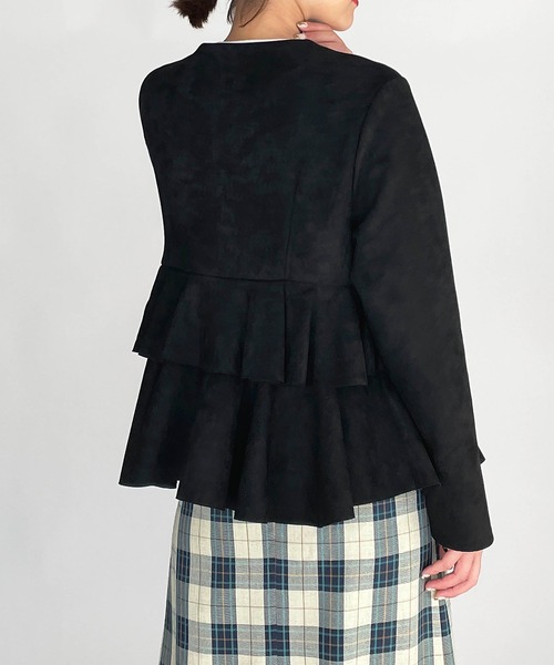 PICCIN（ピッチン）の「フェイクスエードペプラムジャケット（テーラードジャケット・レディース・ブラック/アイボリー/モカ・M）」の22枚目の写真