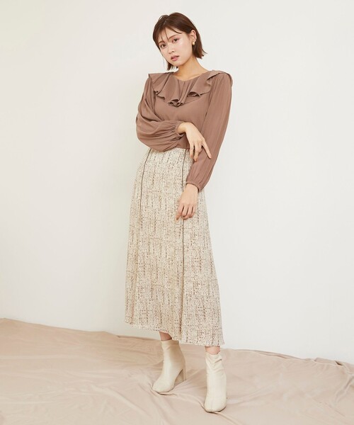Feroux（フェルゥ）の「【洗える】ツイードプリント スカート（スカート・レディース・ブラック系1/アイボリー系1・2/1）」の16枚目の写真