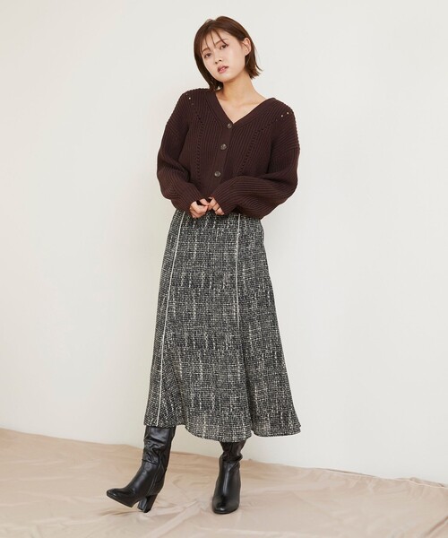 Feroux（フェルゥ）の「【洗える】ツイードプリント スカート（スカート・レディース・ブラック系1/アイボリー系1・2/1）」の12枚目の写真