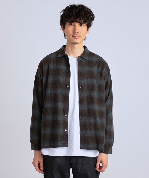 セール】SHIPS any: レギュラーカラー オンブレー チェック シャツ