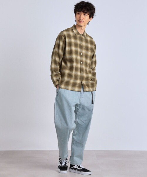 セール】SHIPS any: レギュラーカラー オンブレー チェック シャツ
