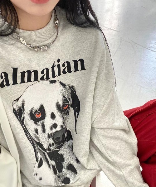 Vipoa(ヴィポア)の「OVERSIZE DOG GRAPHIC SWEAT(スウェット・レディース・ライトグレー・FREE)」の4枚目の写真