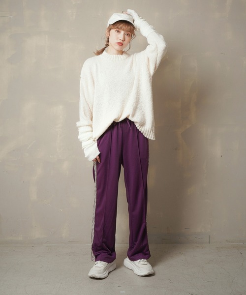 Lull(ルル)の「【Lull / ルル】ブークレゆるニット(ニット/セーター・レディース・グリーン/オレンジ/パープル/アイボリー/ブラック・ONESIZE)」の19枚目の写真