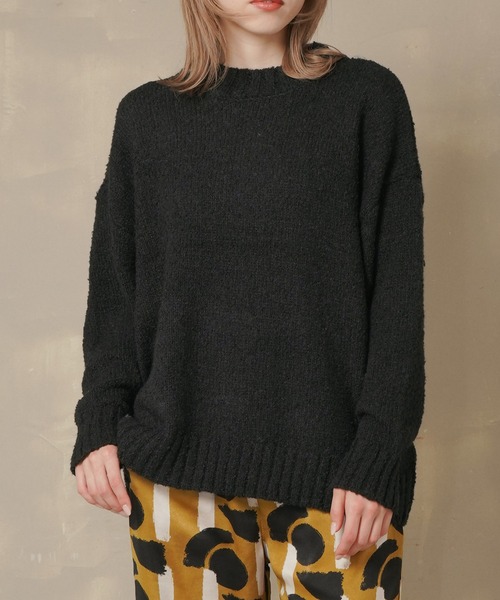 Lull(ルル)の「【Lull / ルル】ブークレゆるニット(ニット/セーター・レディース・グリーン/オレンジ/パープル/アイボリー/ブラック・ONESIZE)」の6枚目の写真