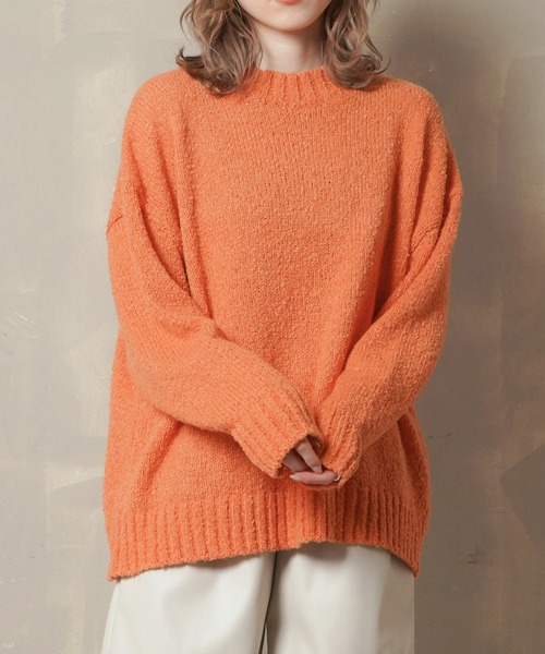 Lull(ルル)の「【Lull / ルル】ブークレゆるニット(ニット/セーター・レディース・グリーン/オレンジ/パープル/アイボリー/ブラック・ONESIZE)」の10枚目の写真