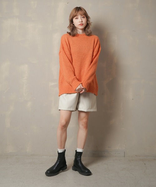 Lull(ルル)の「【Lull / ルル】ブークレゆるニット(ニット/セーター・レディース・グリーン/オレンジ/パープル/アイボリー/ブラック・ONESIZE)」の22枚目の写真