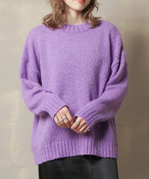 Lull(ルル)の「【Lull / ルル】ブークレゆるニット(ニット/セーター・レディース・グリーン/オレンジ/パープル/アイボリー/ブラック・ONESIZE)」の13枚目の写真