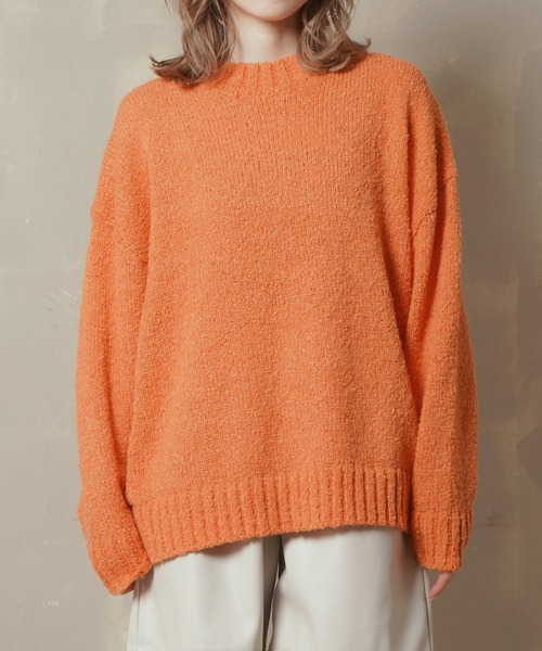 Lull(ルル)の「【Lull / ルル】ブークレゆるニット(ニット/セーター・レディース・グリーン/オレンジ/パープル/アイボリー/ブラック・ONESIZE)」の11枚目の写真