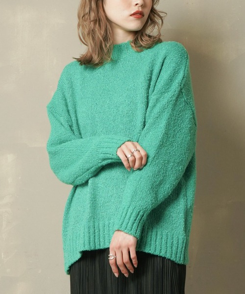 Lull(ルル)の「【Lull / ルル】ブークレゆるニット(ニット/セーター・レディース・グリーン/オレンジ/パープル/アイボリー/ブラック・ONESIZE)」の14枚目の写真