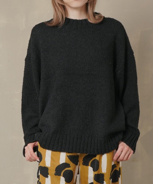 Lull(ルル)の「【Lull / ルル】ブークレゆるニット(ニット/セーター・レディース・グリーン/オレンジ/パープル/アイボリー/ブラック・ONESIZE)」の7枚目の写真