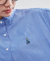 coen | ワンポイント刺繍ストライプシャツ(シャツ/ブラウス)